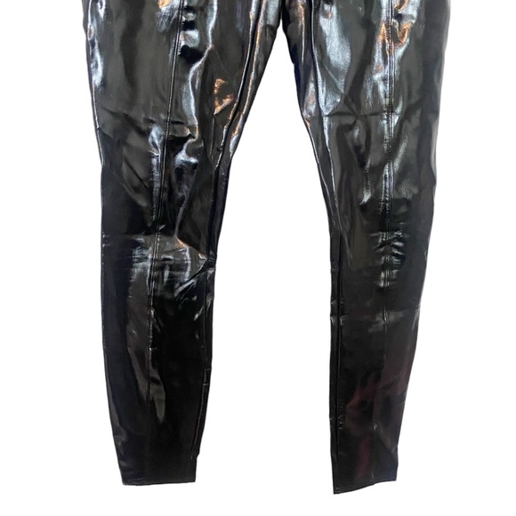 SPANX Faux Patent Leather Leggings Classic Black High Shine Sexy Sz Medium Tall - Picture 5 of 8